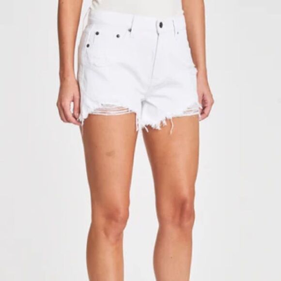 Pistola White High Ride Distressed Denim Shorts Sz 27 - Picture 1 of 13